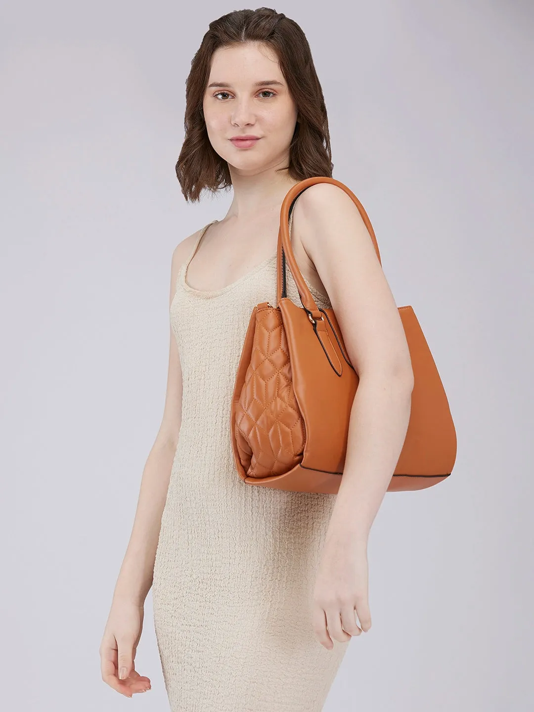 Caprese Sabrina Medium Tan Satchel Bag