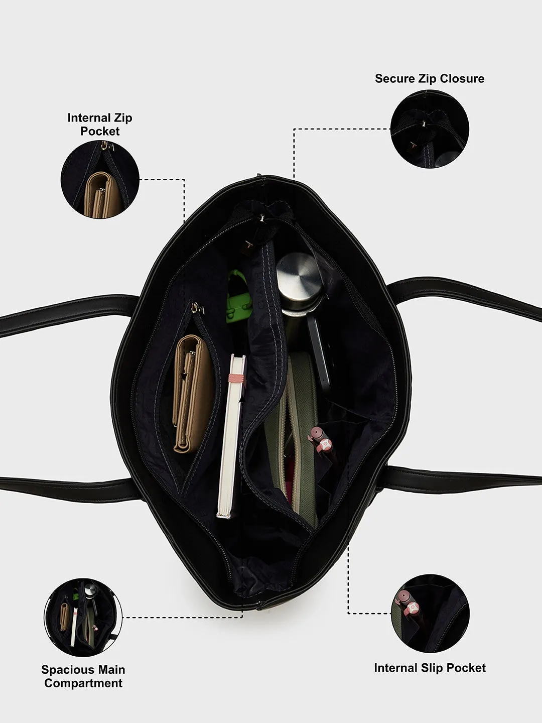 Caprese Salvo Medium Black Tote Bag