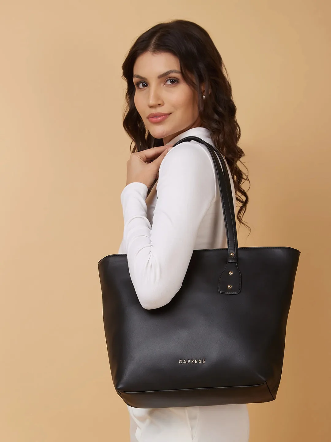 Caprese Salvo Medium Black Tote Bag