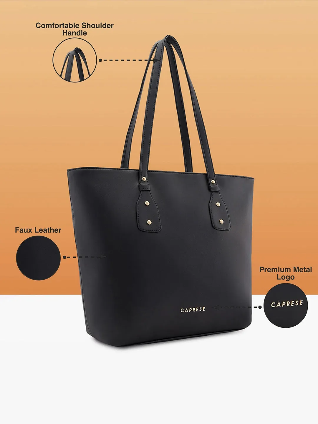 Caprese Salvo Medium Black Tote Bag