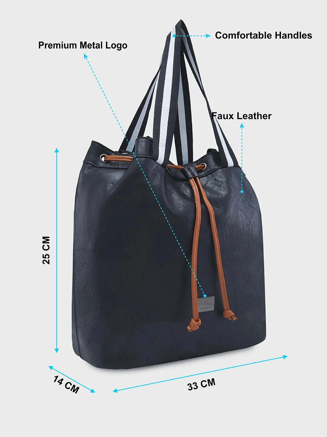 Caprese Sandie Large Black Satchel Bag