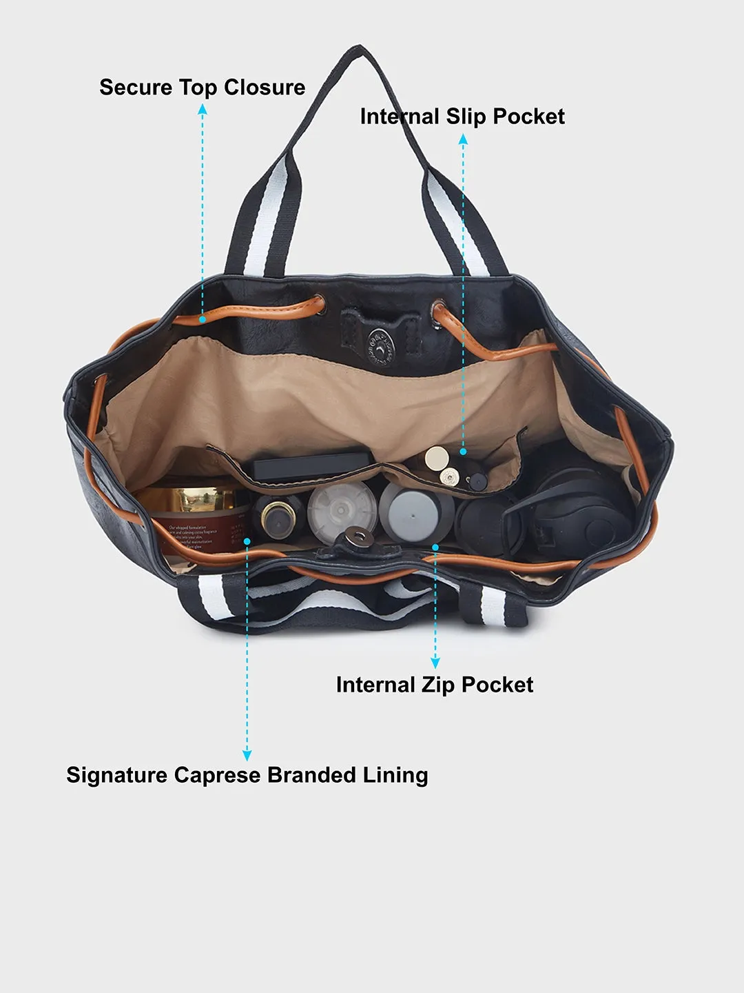 Caprese Sandie Large Black Satchel Bag
