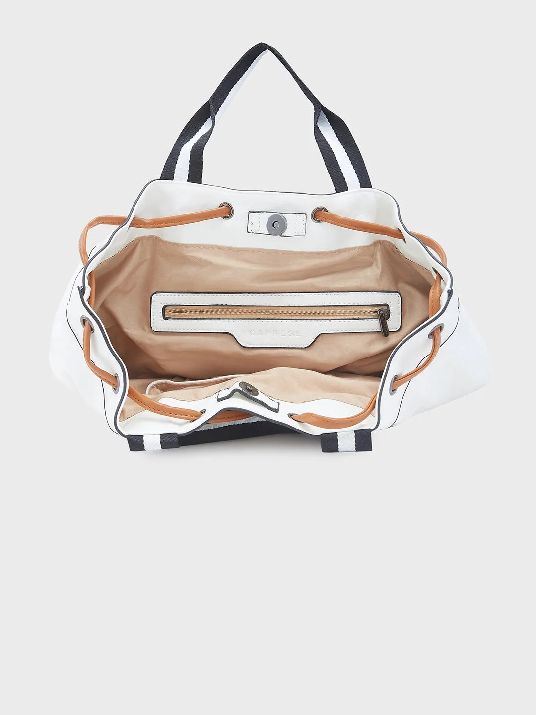 Caprese Sandie Large White Satchel Bag