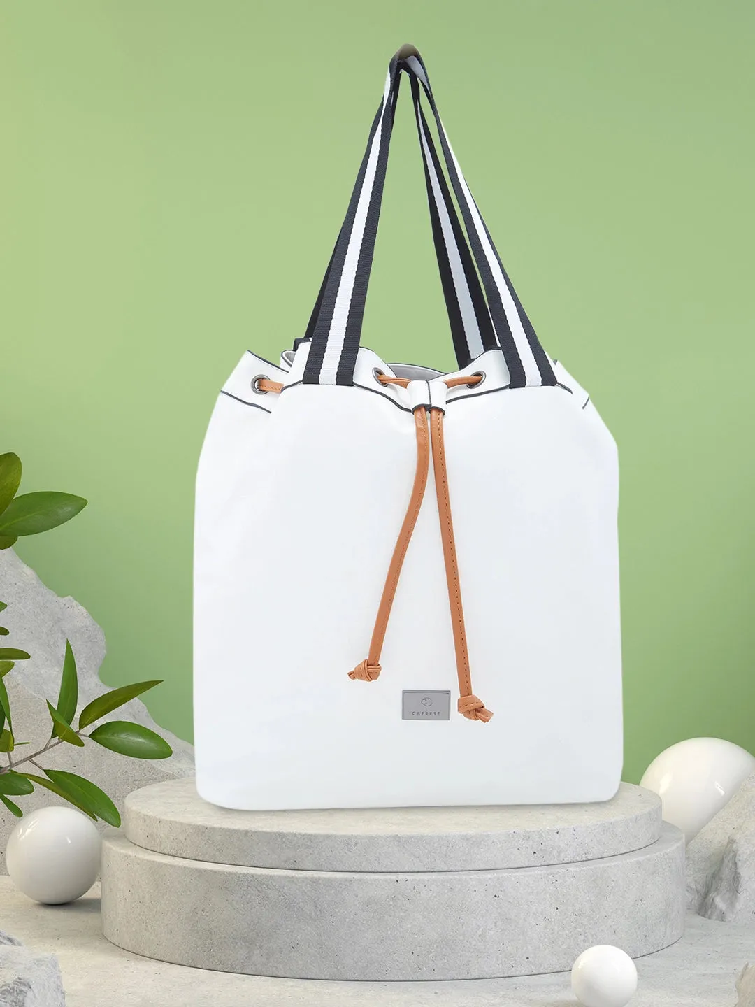 Caprese Sandie Large White Satchel Bag