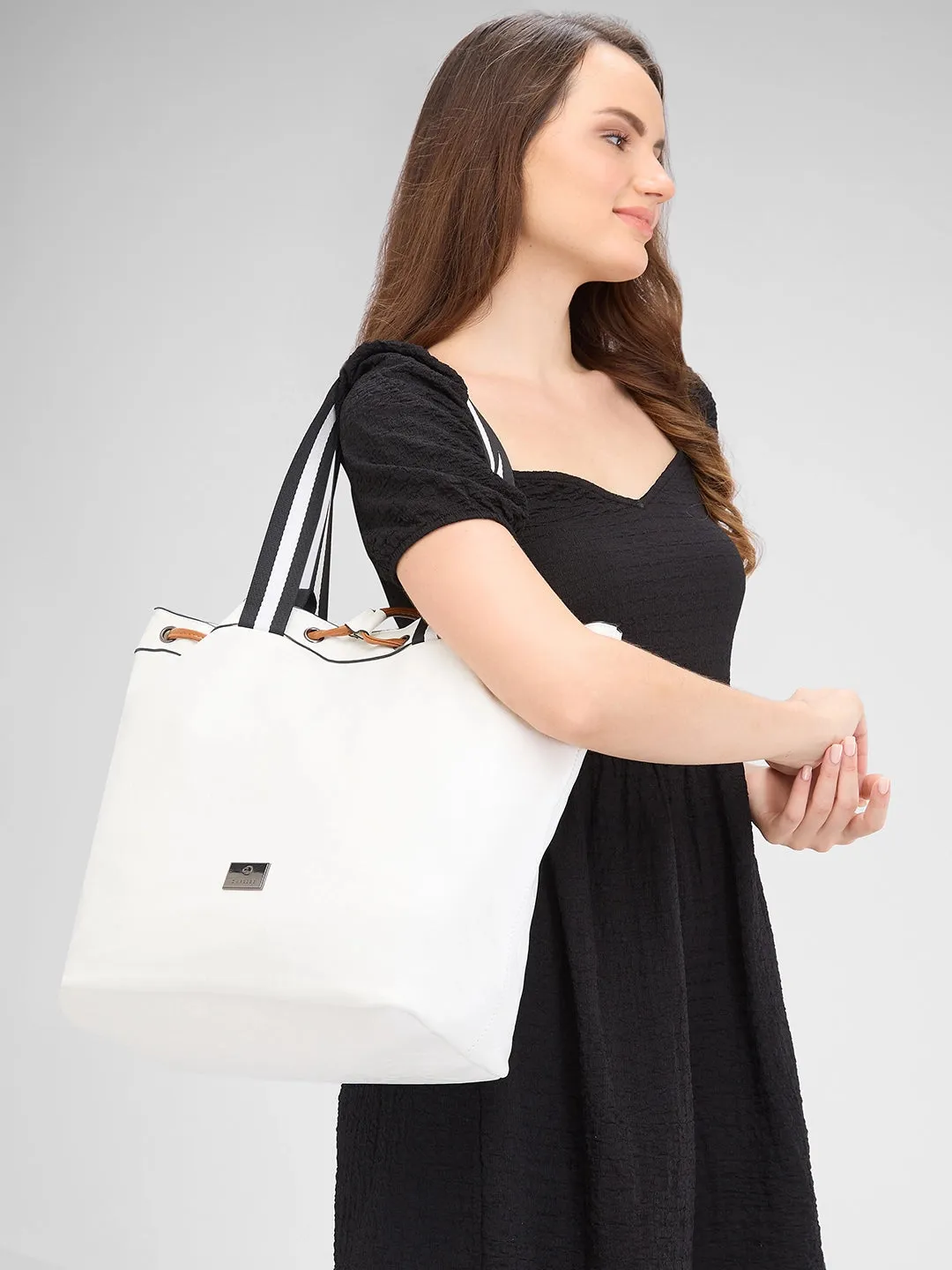 Caprese Sandie Large White Satchel Bag