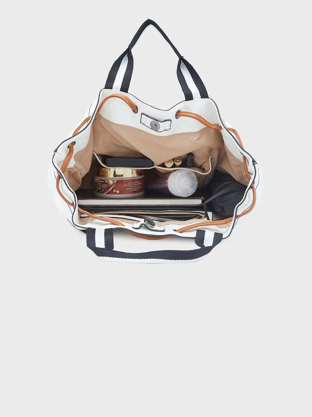 Caprese Sandie Large White Satchel Bag