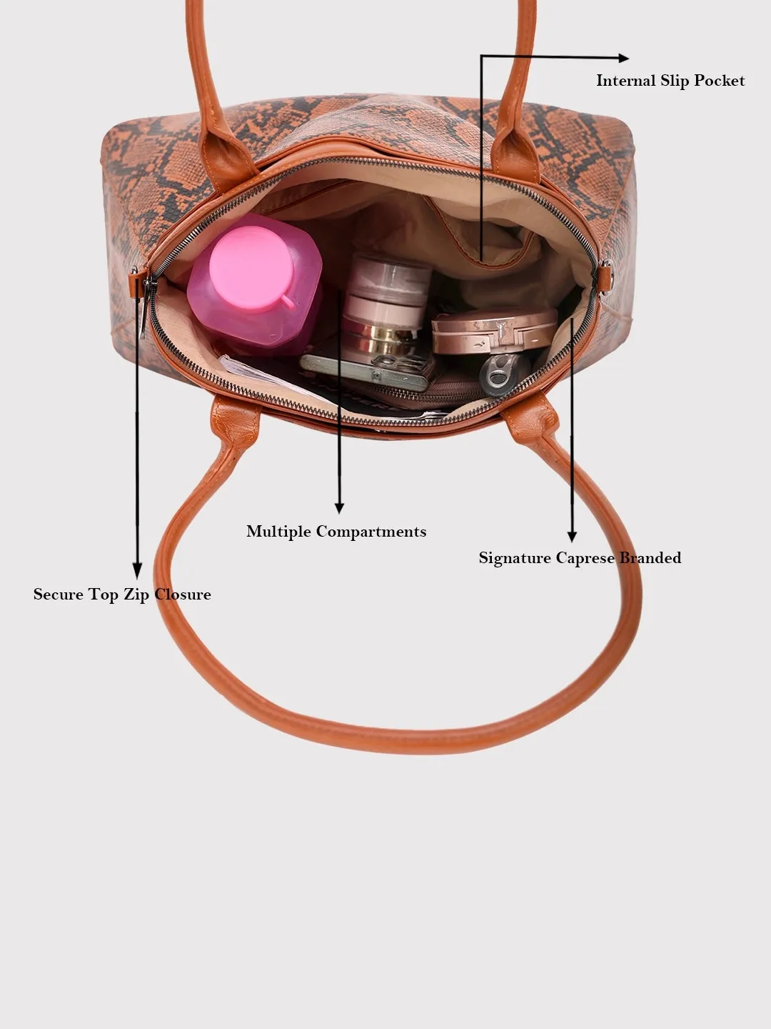 Caprese Saylor Large Tan Satchel Bag