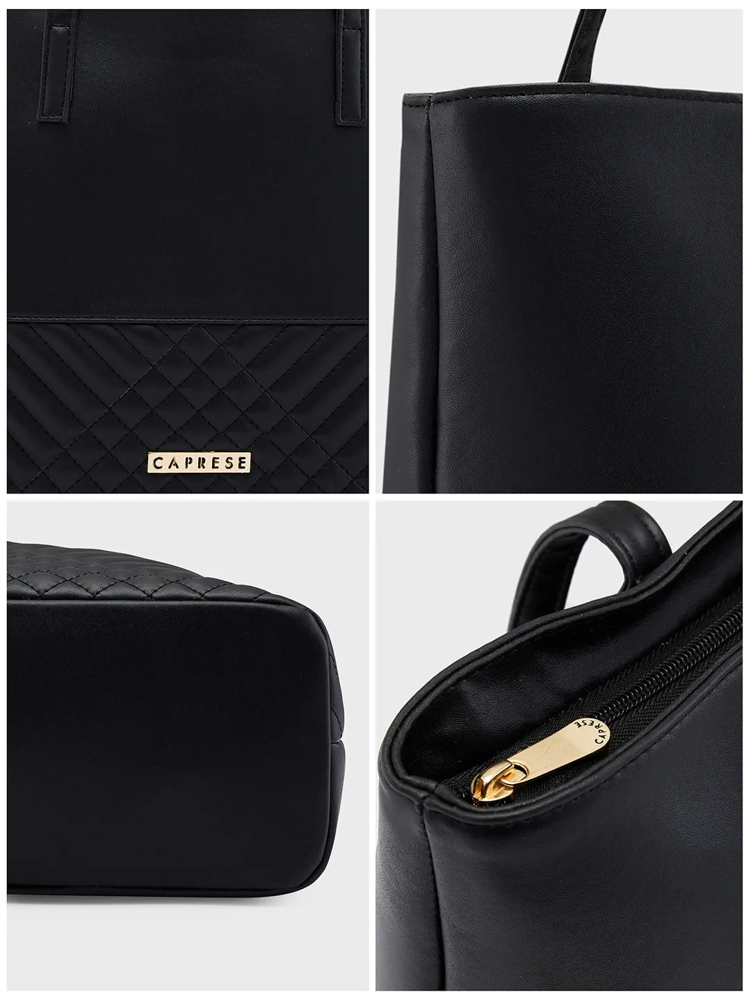 Caprese Serene Medium Black Tote Bag