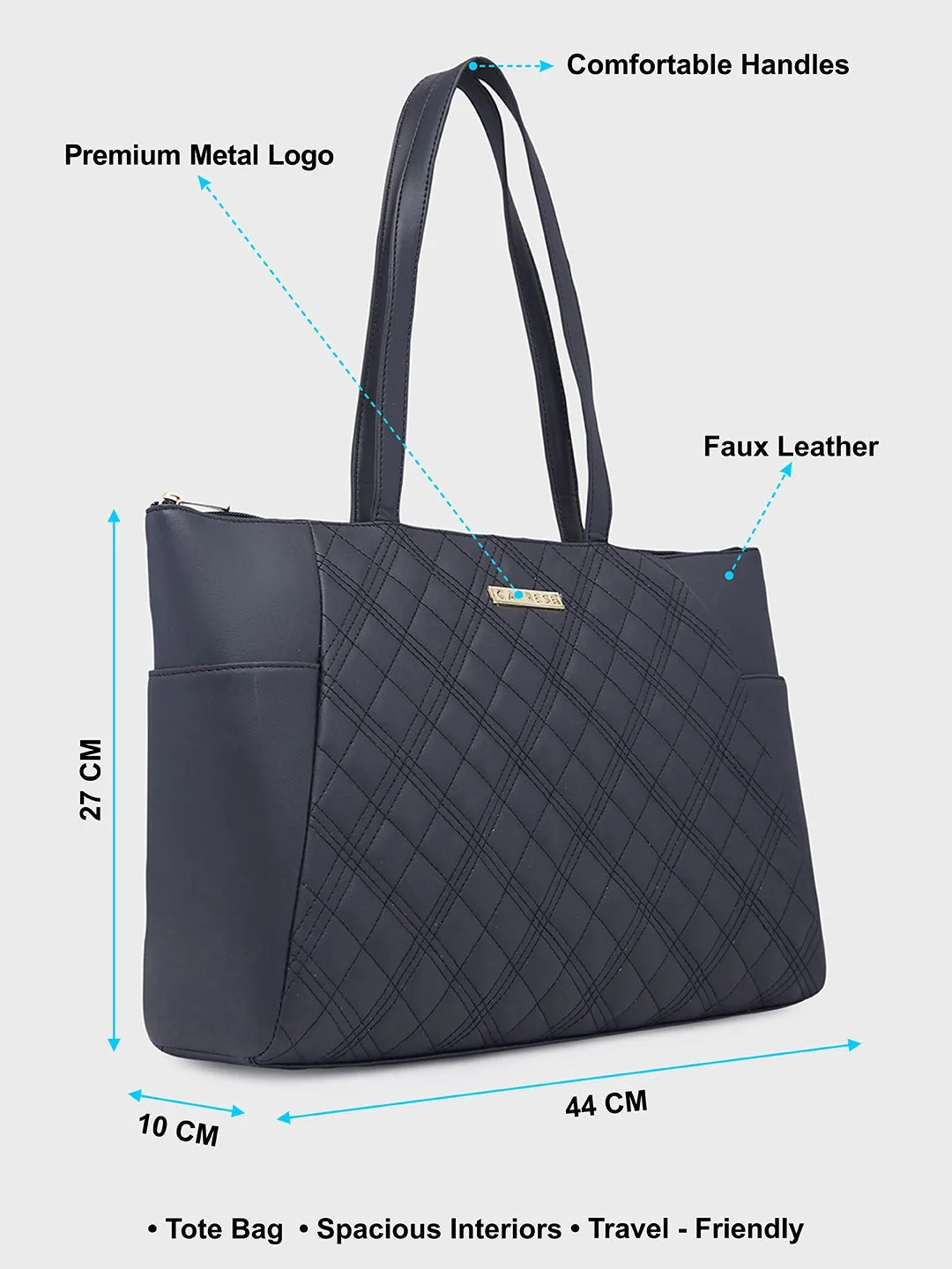Caprese Sheena Large Black Tote Bag