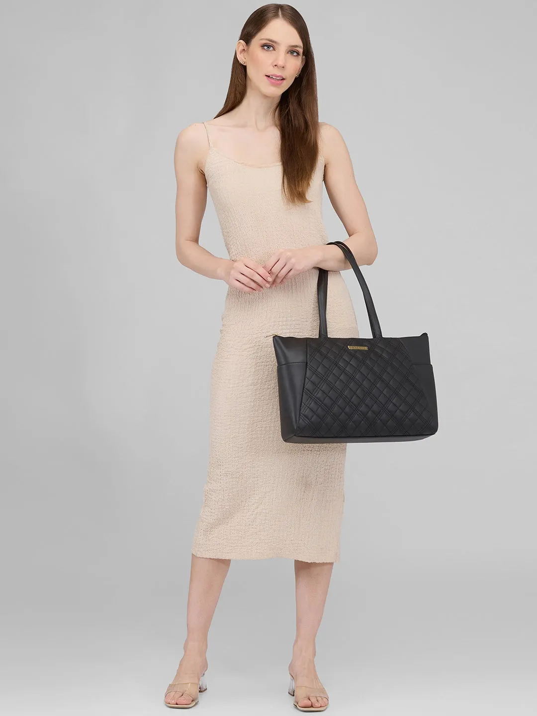 Caprese Sheena Large Black Tote Bag