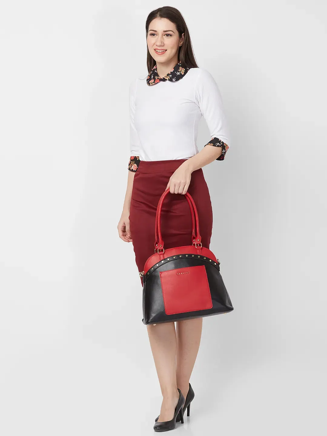 Caprese Shelby Large Red Satchel Bag