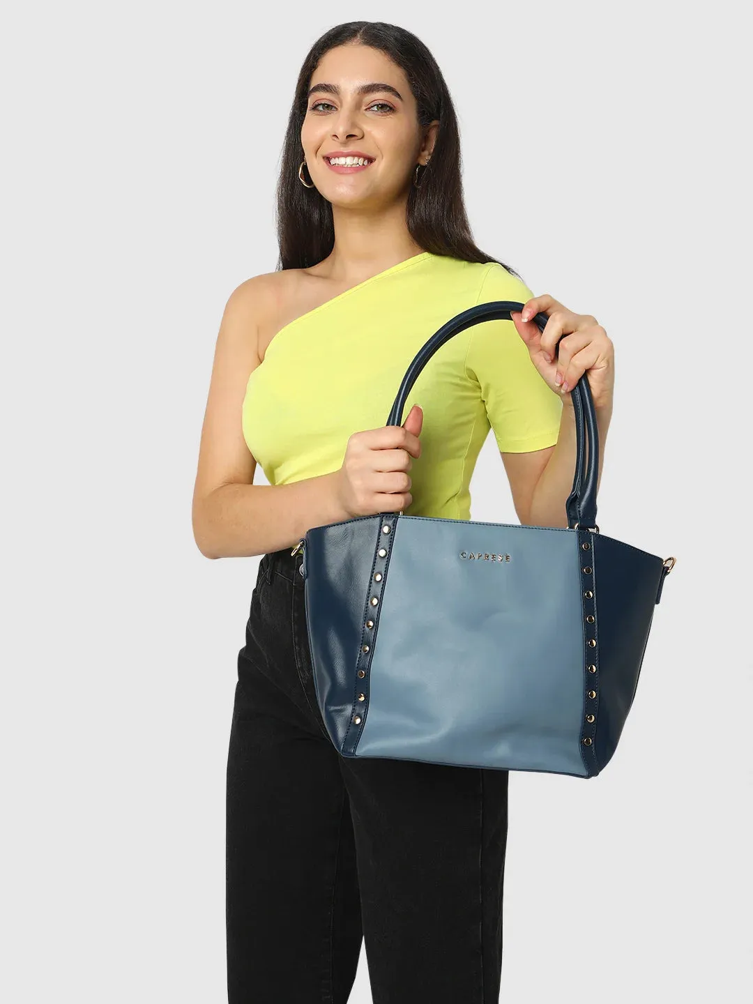 Caprese Shelby Medium Powder Blue Satchel Bag