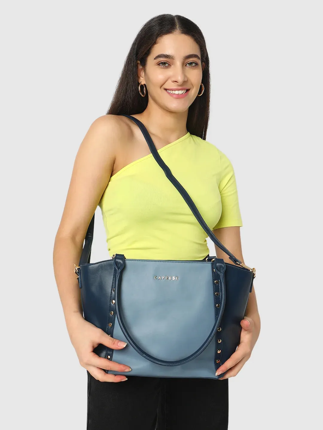 Caprese Shelby Medium Powder Blue Satchel Bag