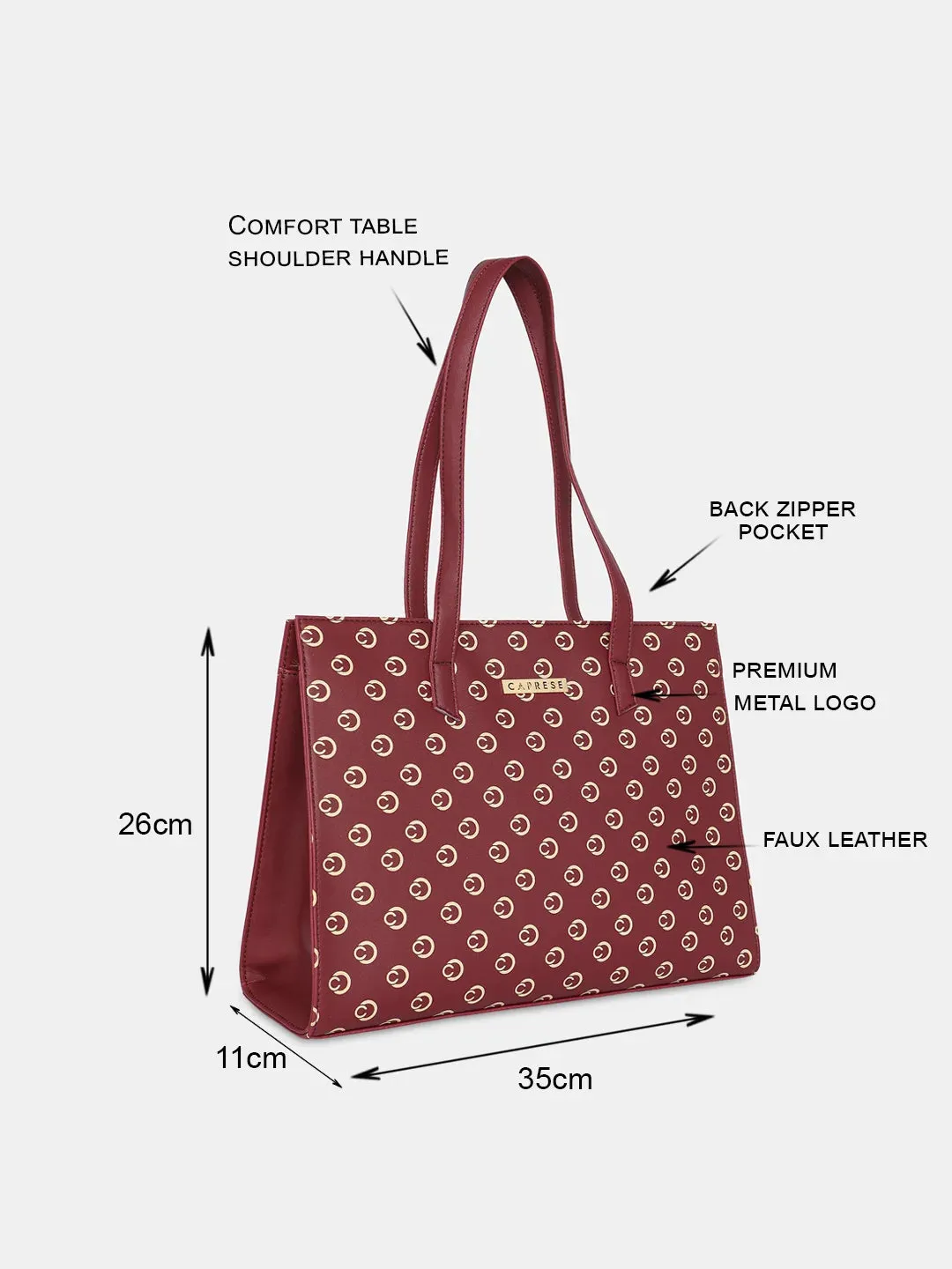 Caprese Siesta Medium Maroon Satchel Bag