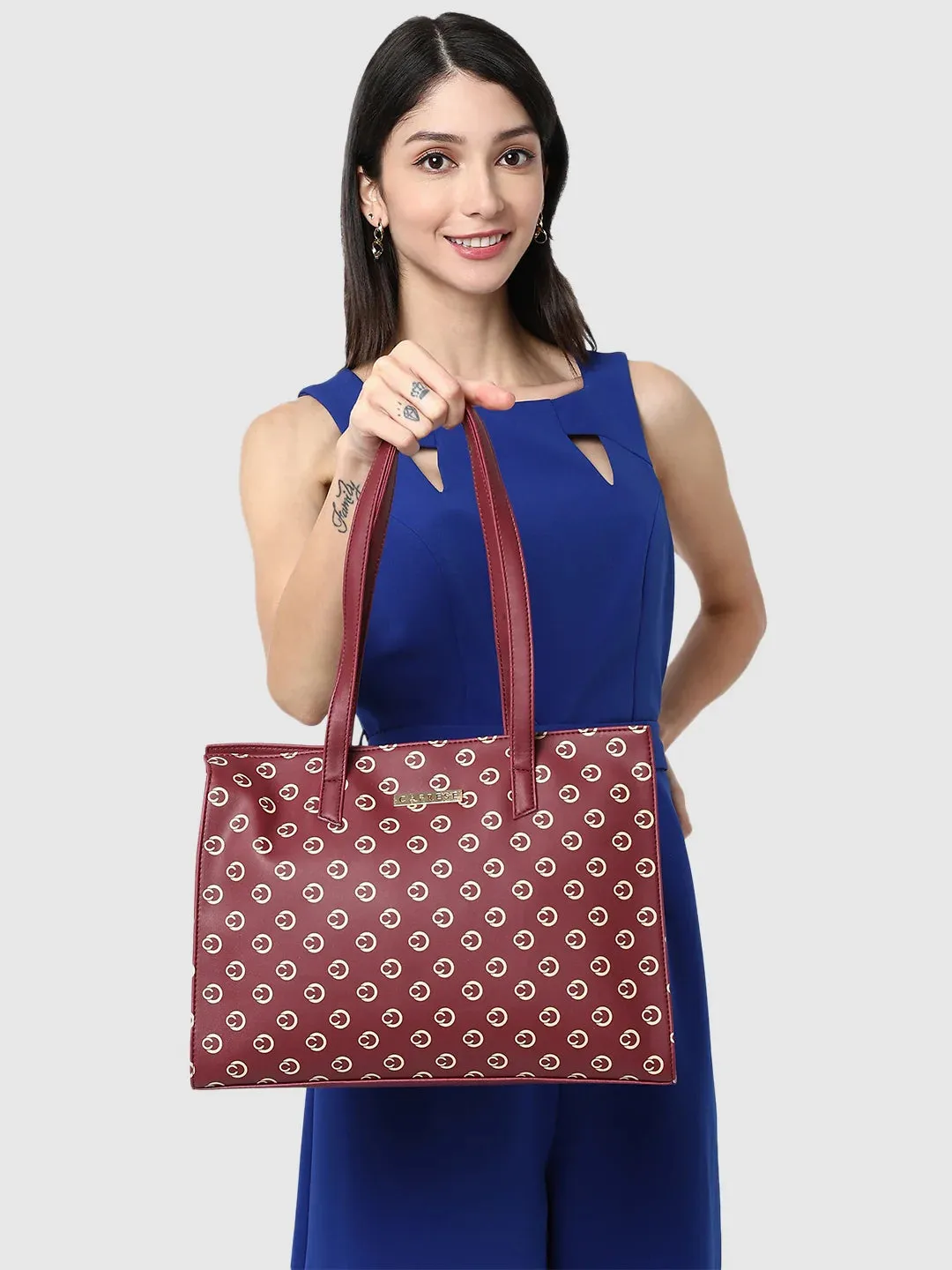 Caprese Siesta Medium Maroon Satchel Bag