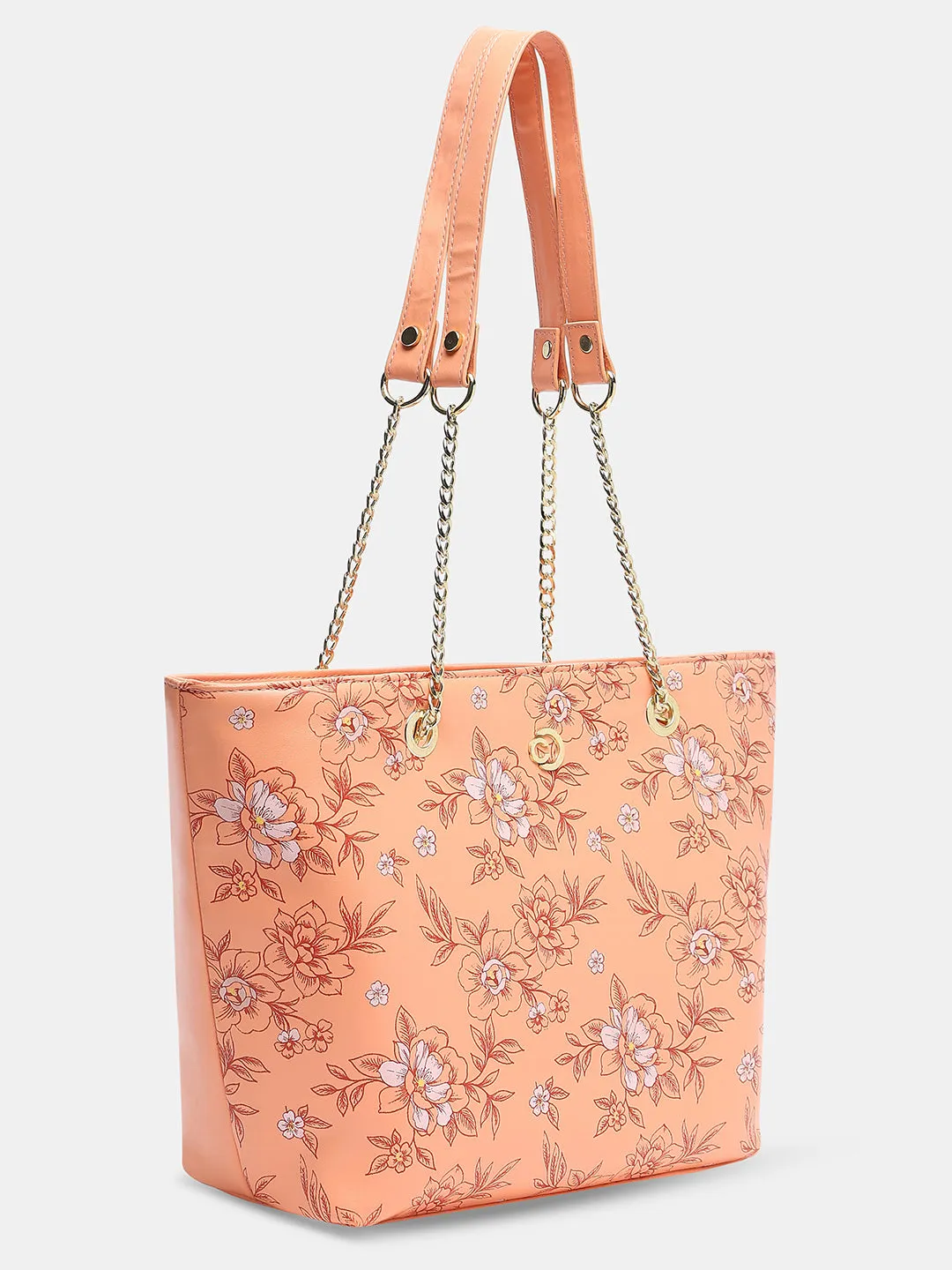 Caprese Snow Printed Large Coral Satchel Bag