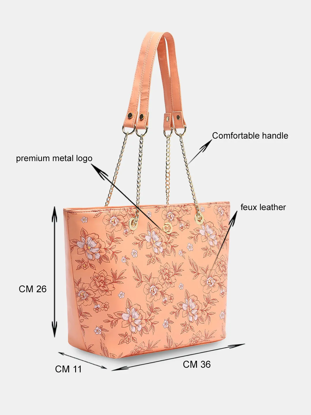 Caprese Snow Printed Large Coral Satchel Bag