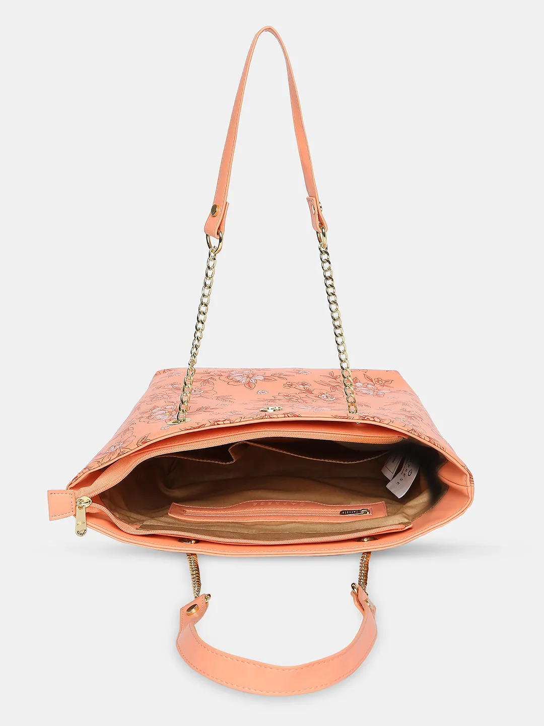 Caprese Snow Printed Large Coral Satchel Bag