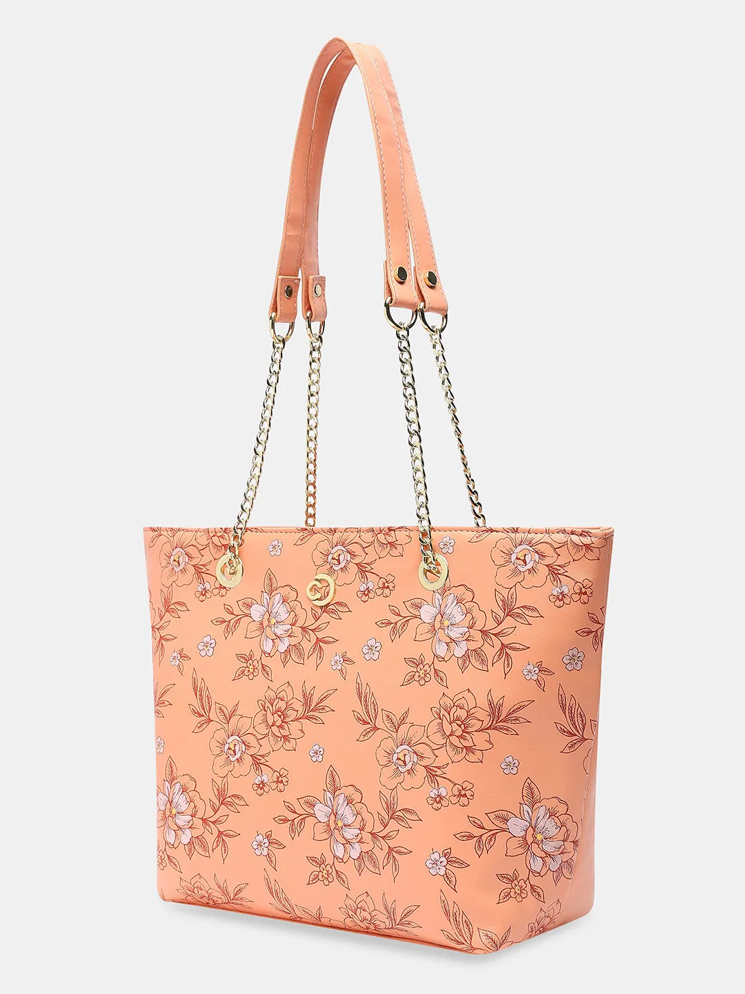 Caprese Snow Printed Large Coral Satchel Bag
