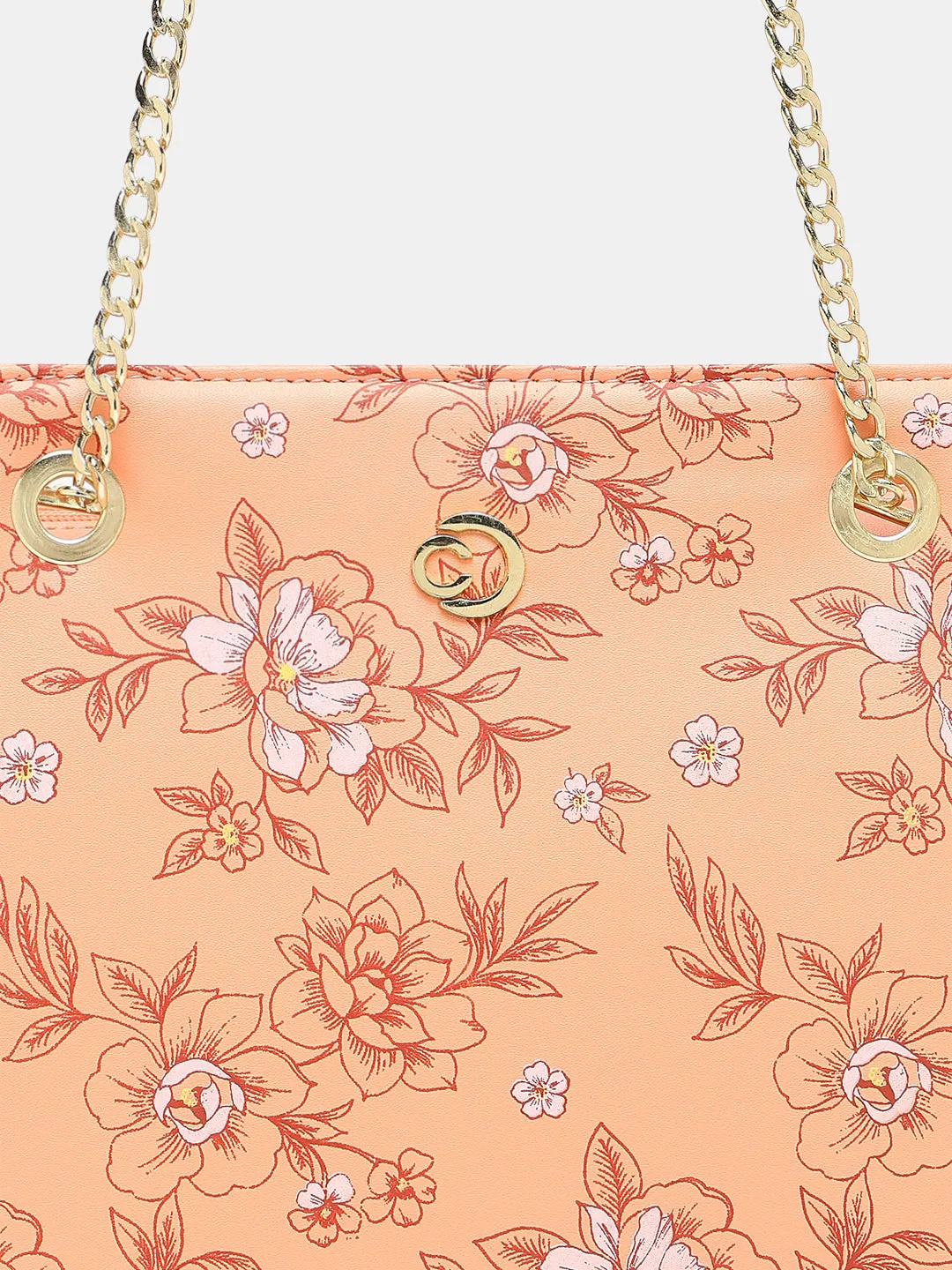 Caprese Snow Printed Large Coral Satchel Bag