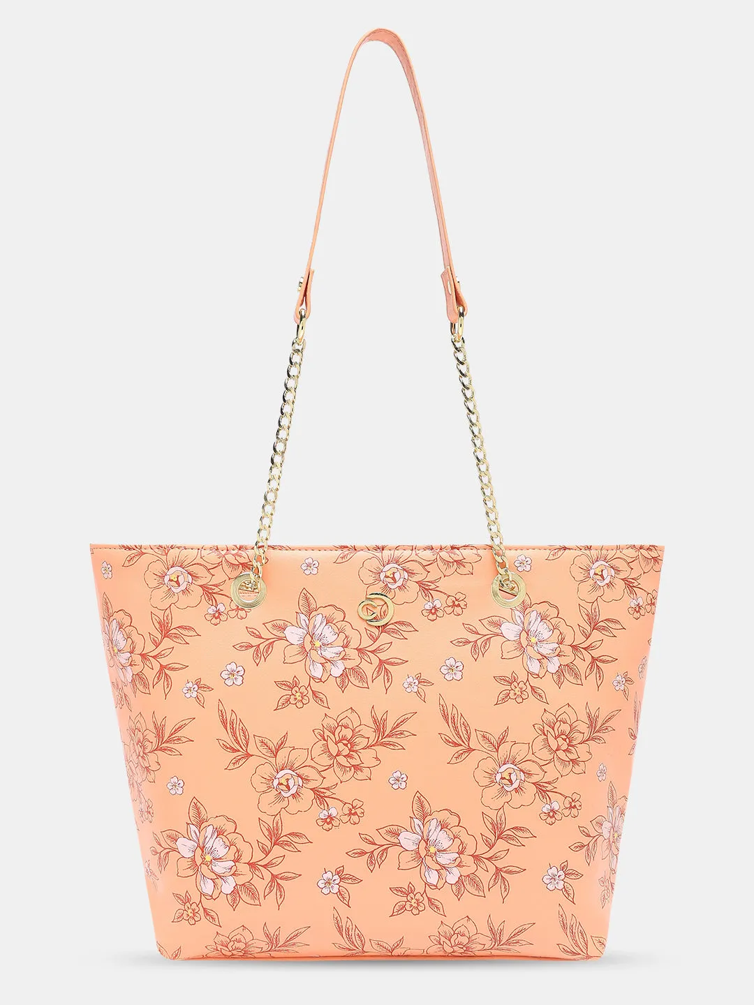 Caprese Snow Printed Large Coral Satchel Bag