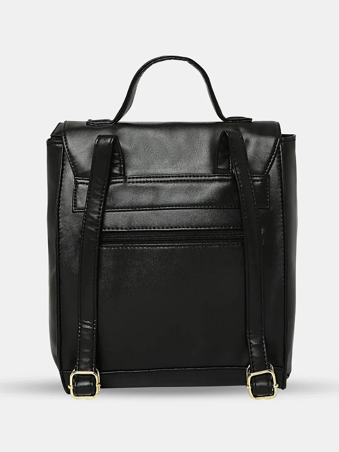 Caprese Snow Printed Medium Black Backpack