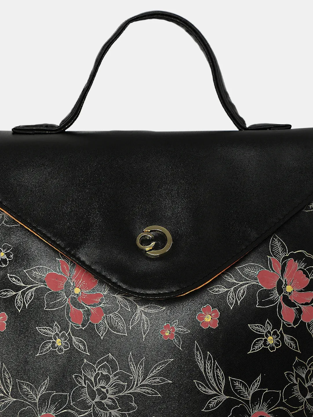 Caprese Snow Printed Medium Black Backpack