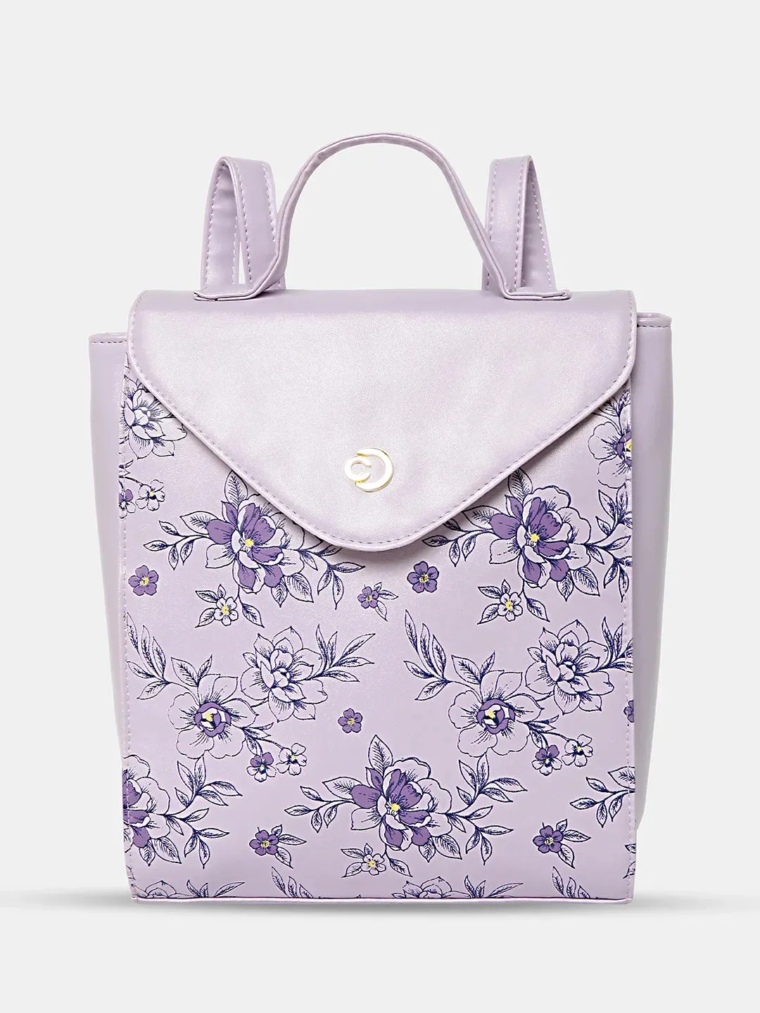 Caprese Snow Printed Medium Lavender Backpack