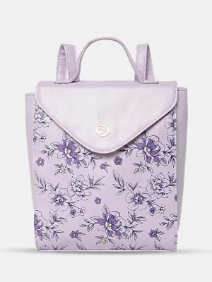 Caprese Snow Printed Medium Lavender Backpack