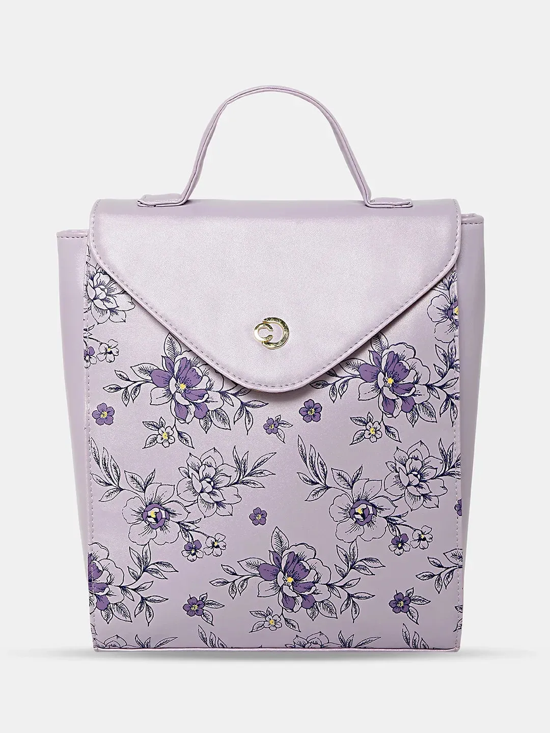Caprese Snow Printed Medium Lavender Backpack