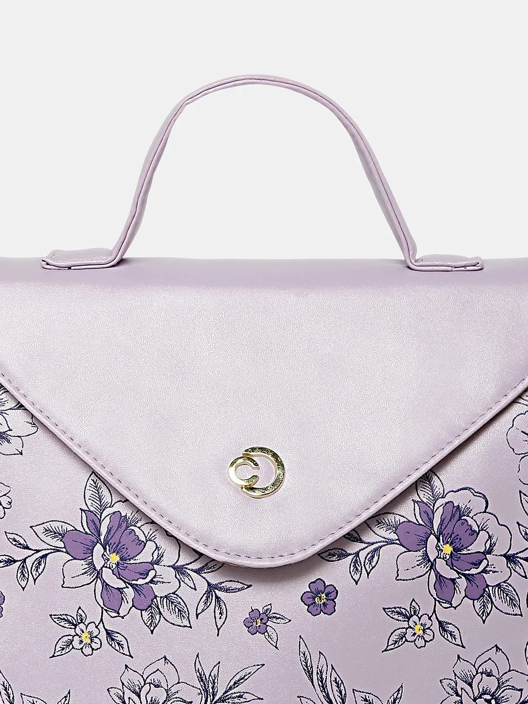 Caprese Snow Printed Medium Lavender Backpack