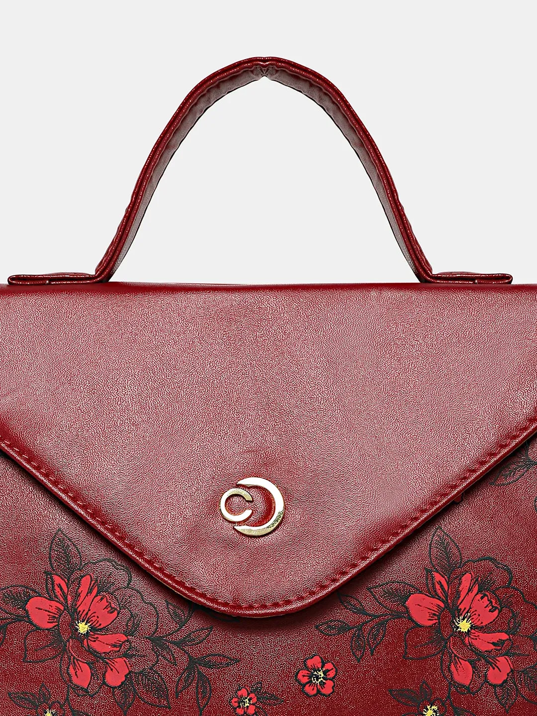 Caprese Snow Printed Medium Maroon Backpack