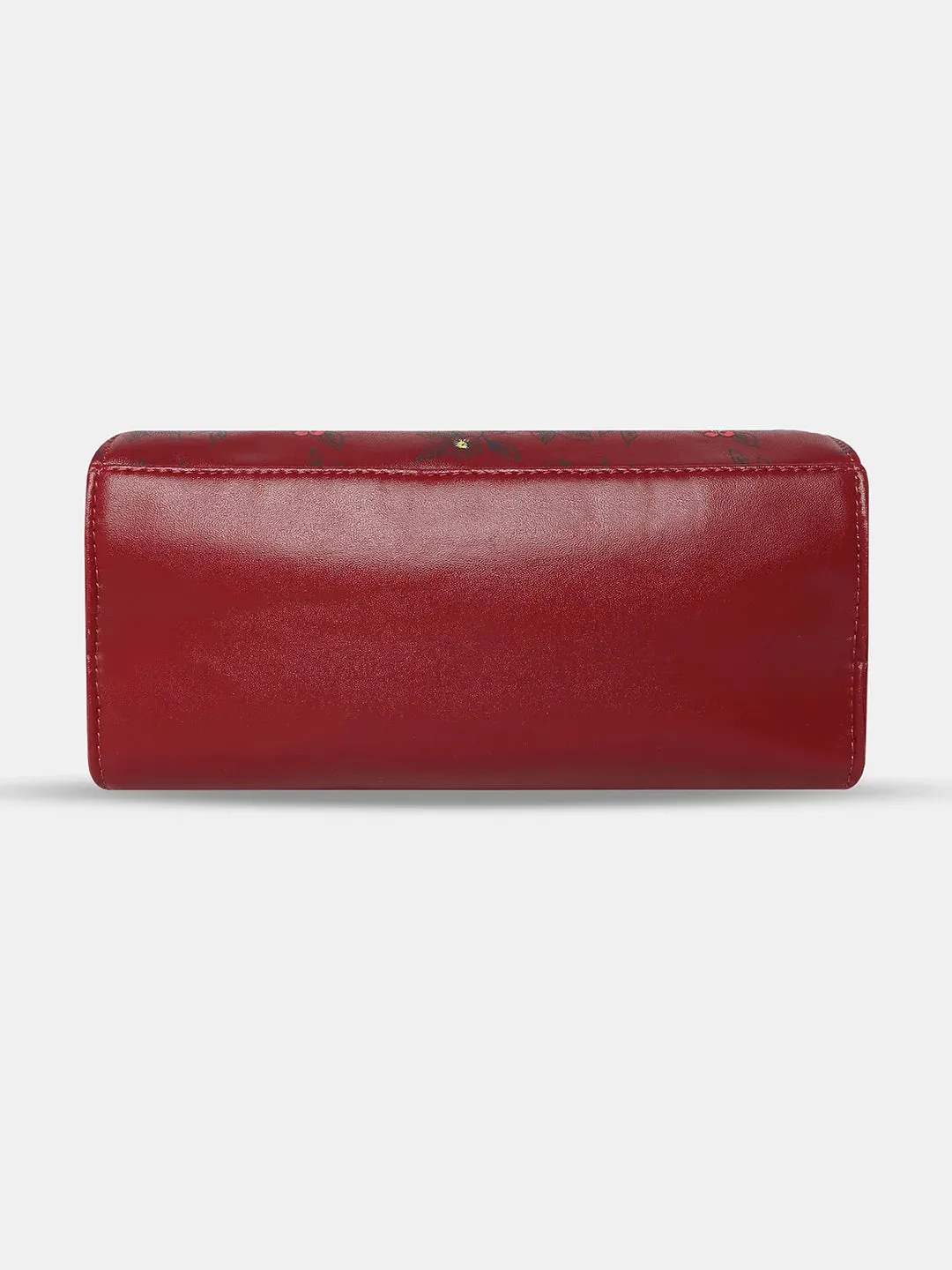 Caprese Snow Printed Medium Maroon Backpack