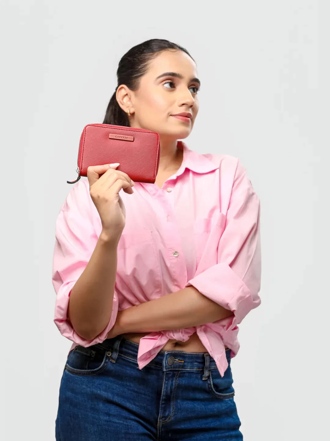 Caprese Sophia Small Red Zip Around Wallet