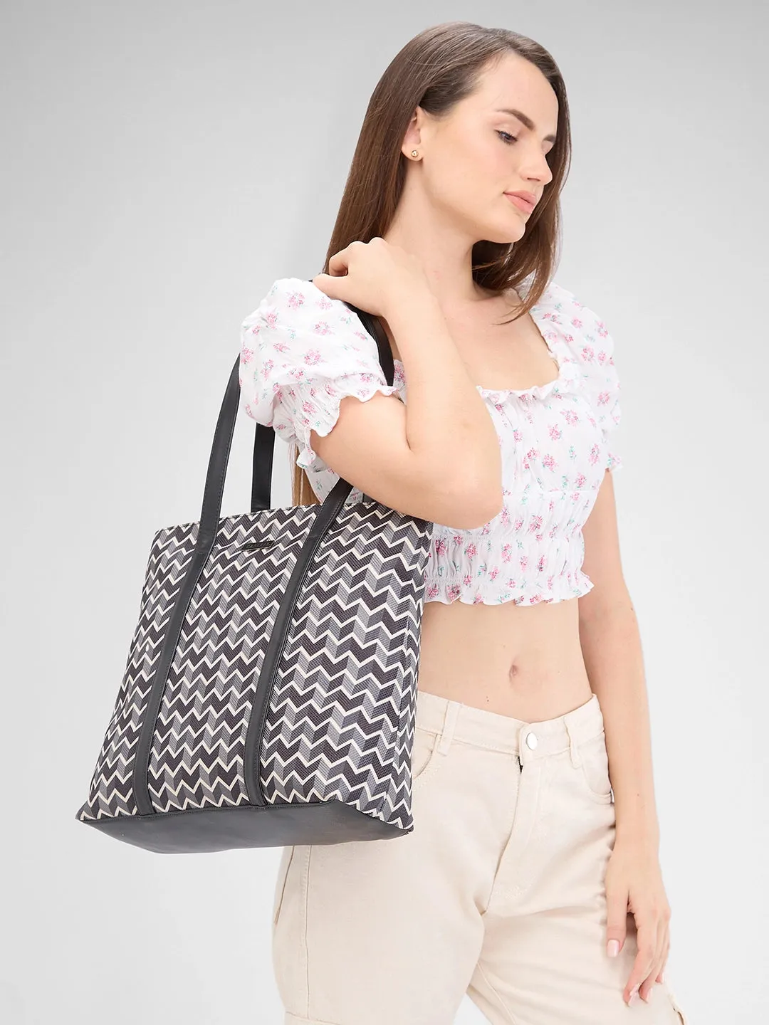 Caprese Susan Large Black Tote Bag
