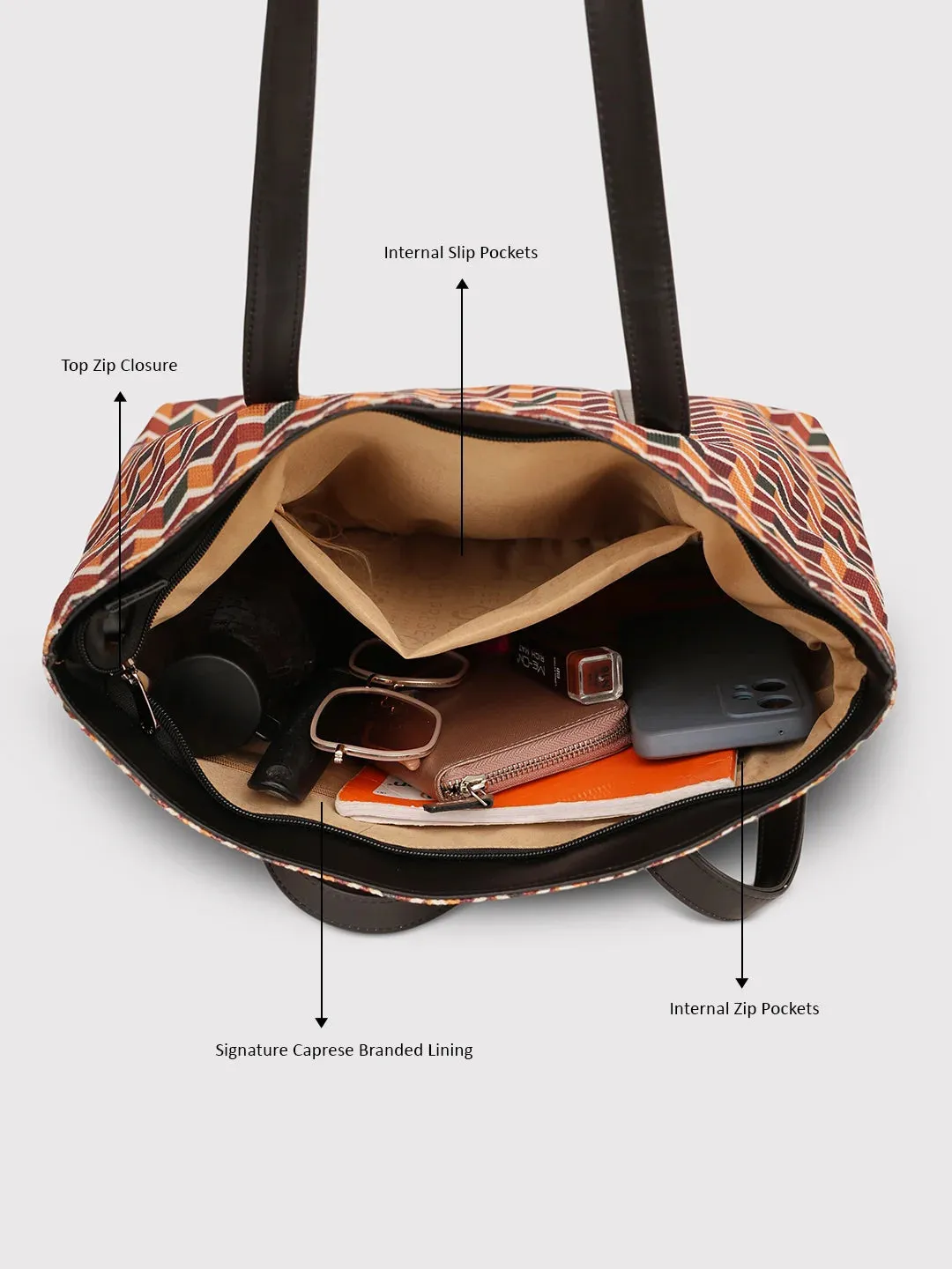 Caprese Susan Large Orange Tote Bag