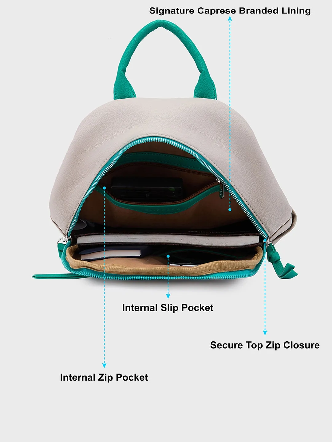 Caprese Tia Medium Beige Backpack