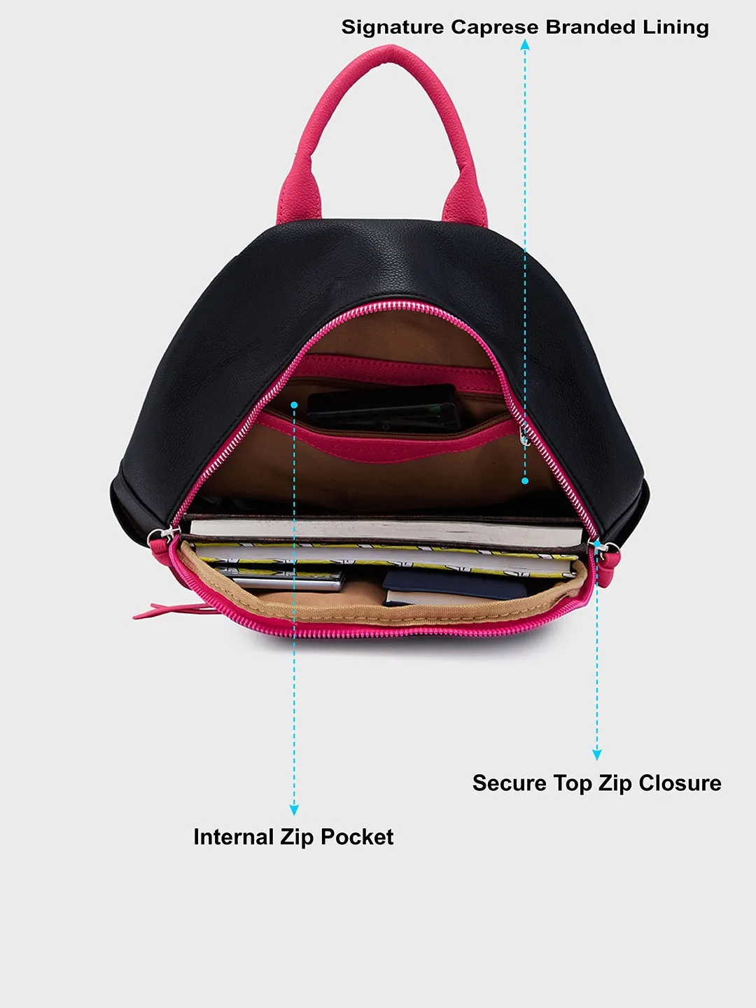 Caprese Tia Medium Black Backpack