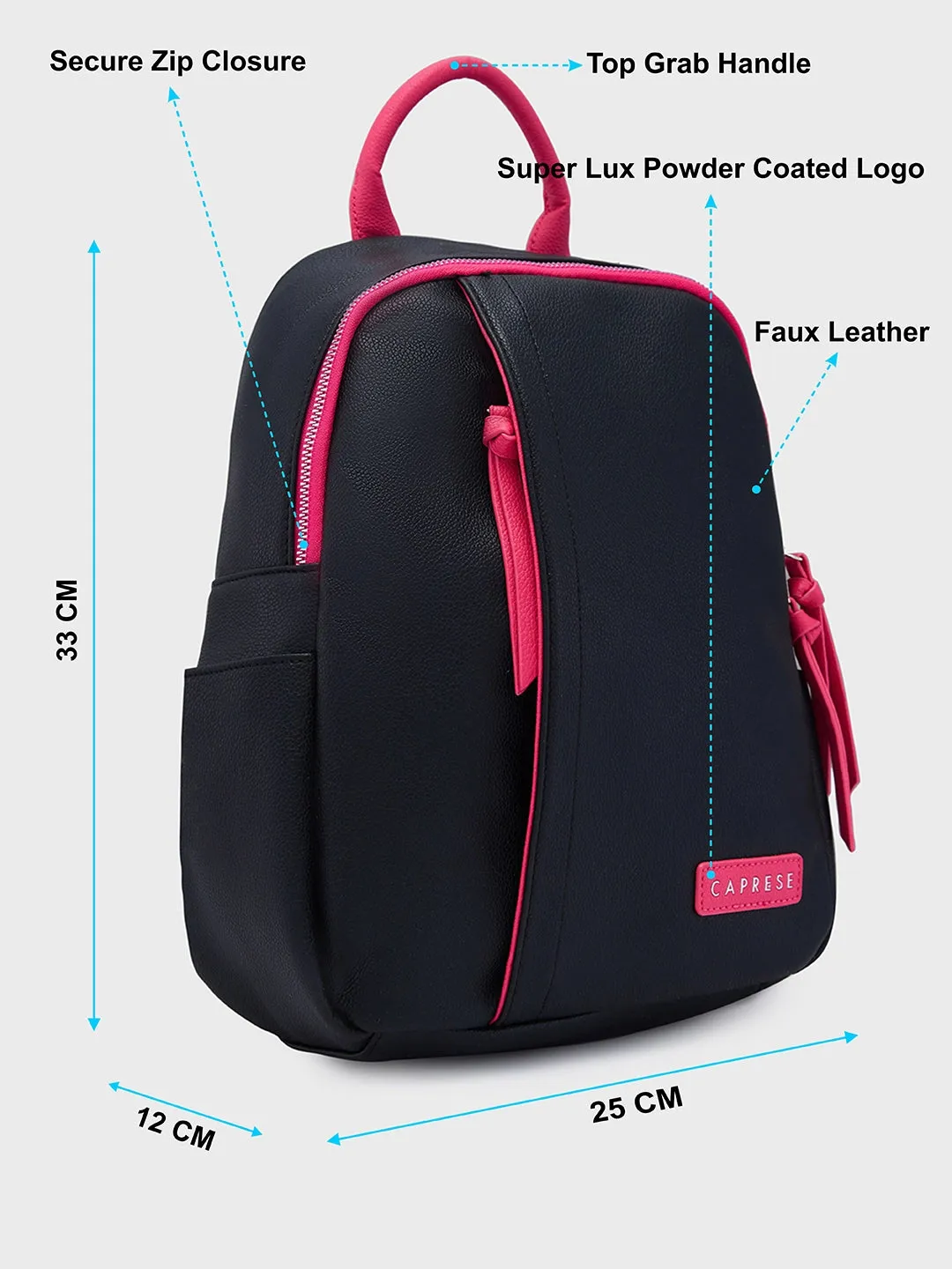 Caprese Tia Medium Black Backpack