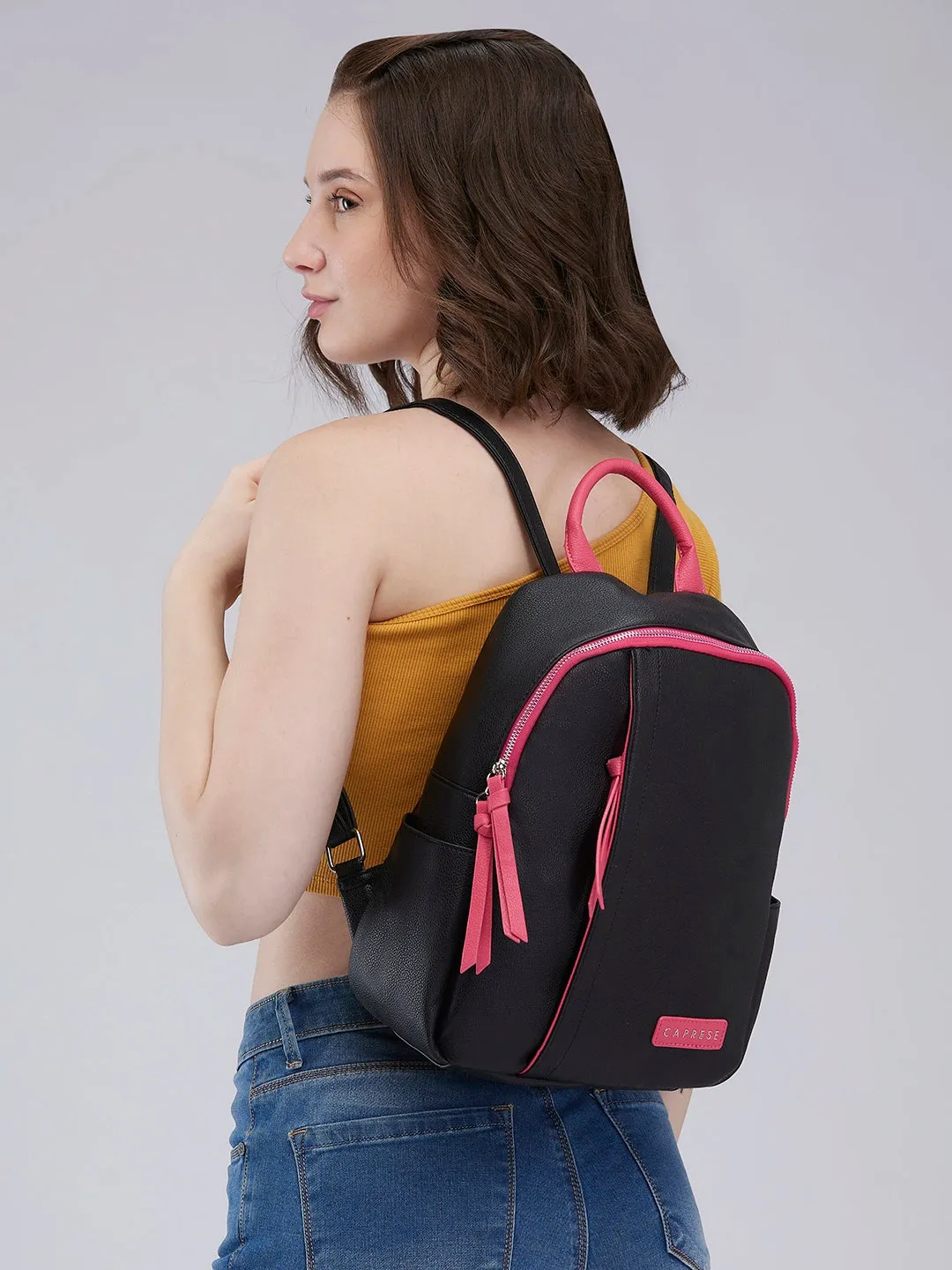 Caprese Tia Medium Black Backpack
