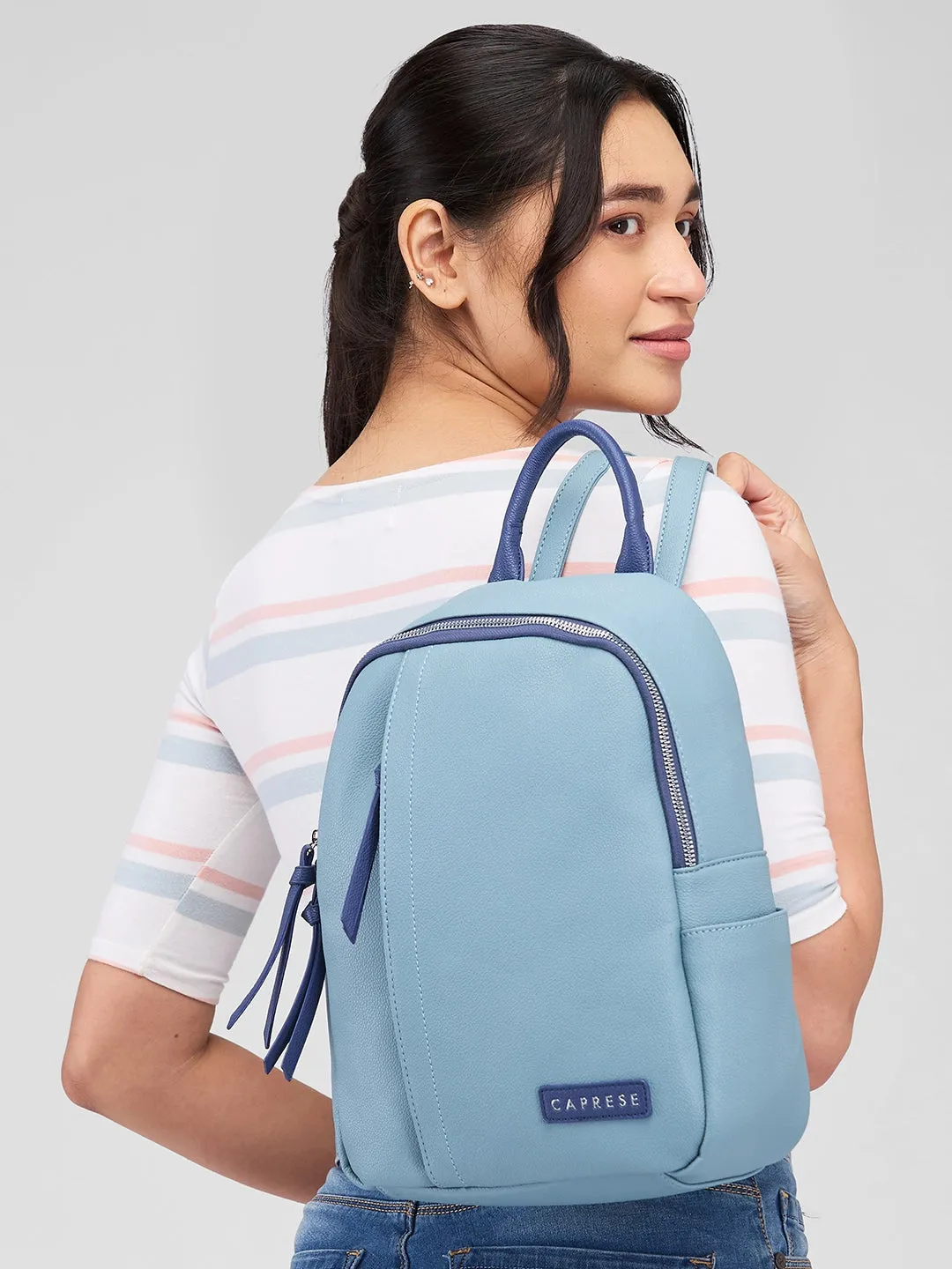 Caprese Tia Medium Powder Blue Backpack