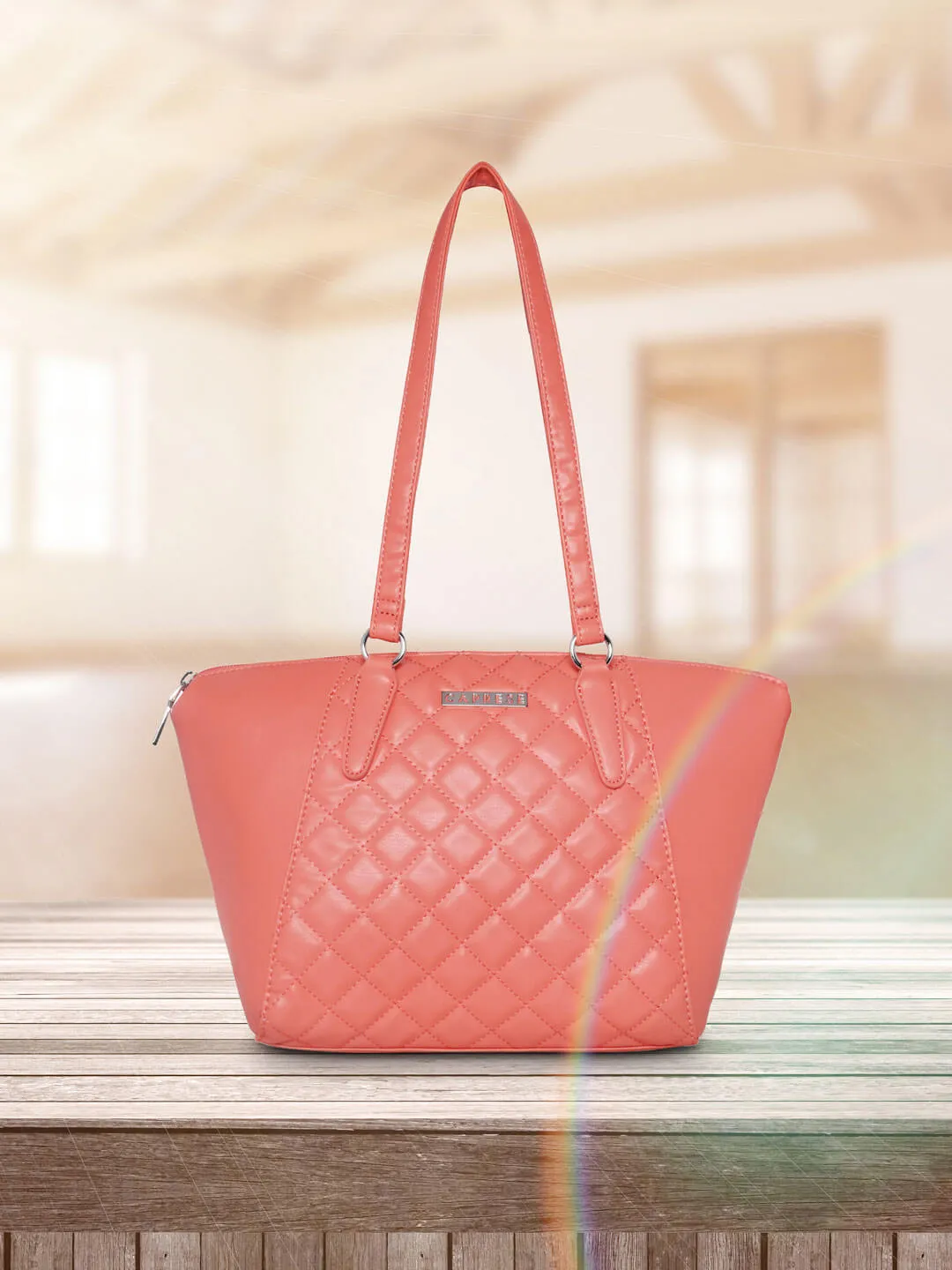 Caprese Til Large Coral Tote Bag