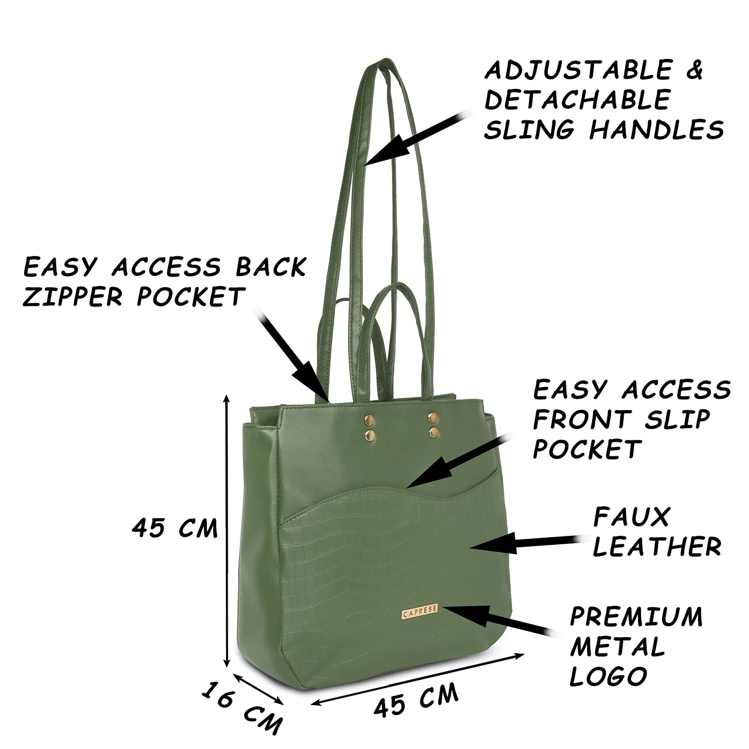 Caprese Tio Large Olive Tote Bag