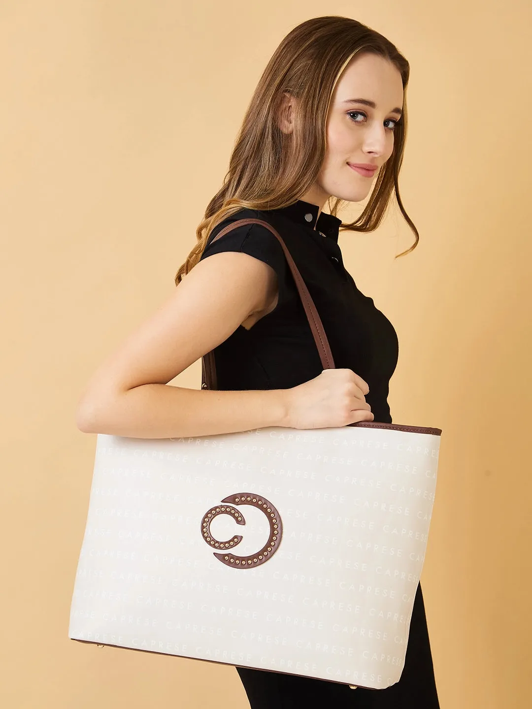 Caprese Topaz Large Beige Tote Bag