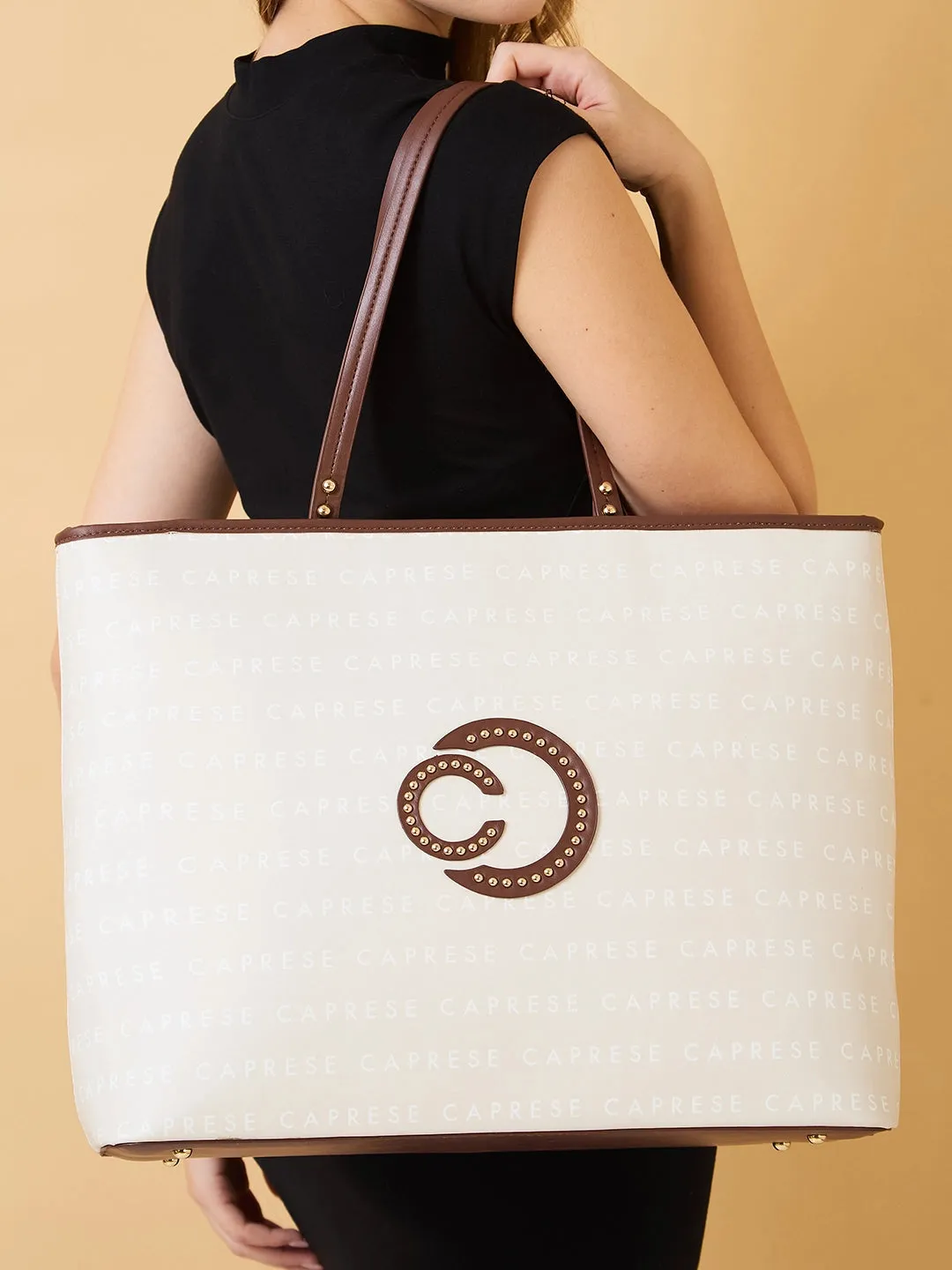 Caprese Topaz Large Beige Tote Bag