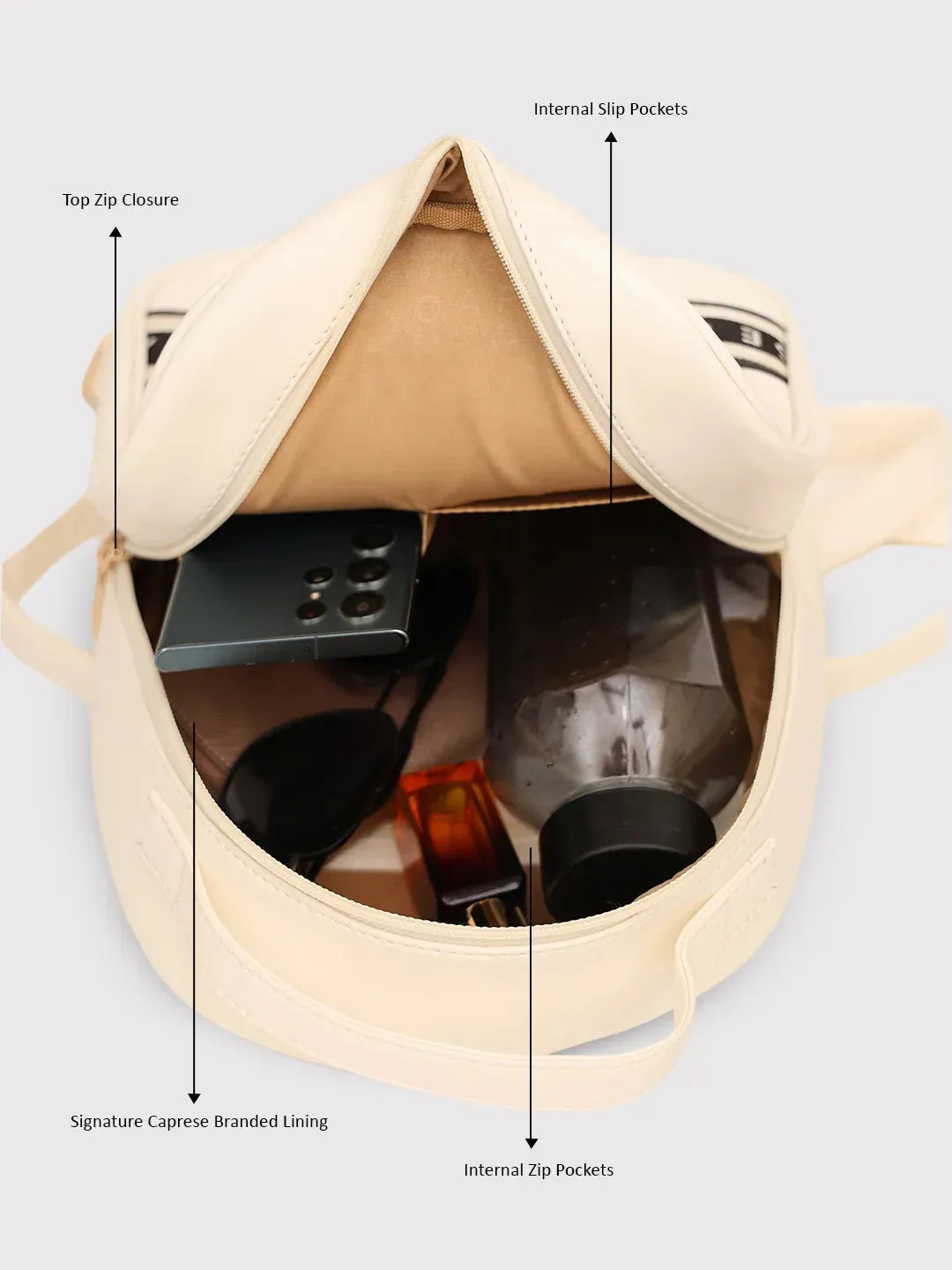 Caprese Trinity Medium Cream Backpack
