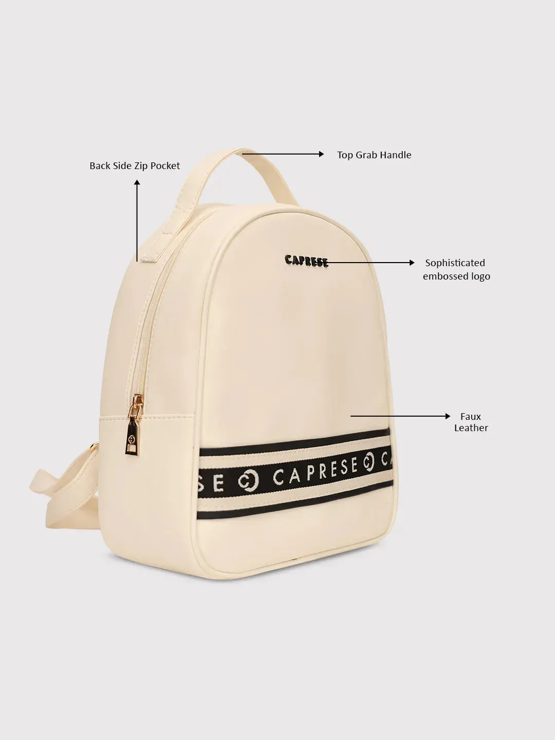 Caprese Trinity Medium Cream Backpack
