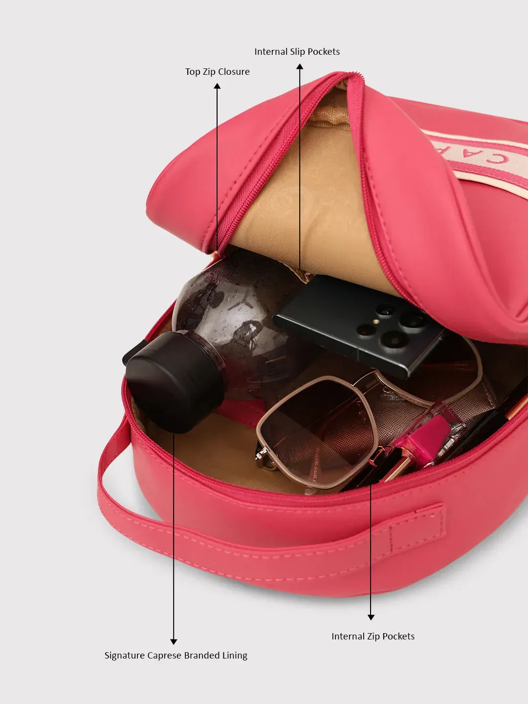 Caprese Trinity Medium Fuchsia Backpack