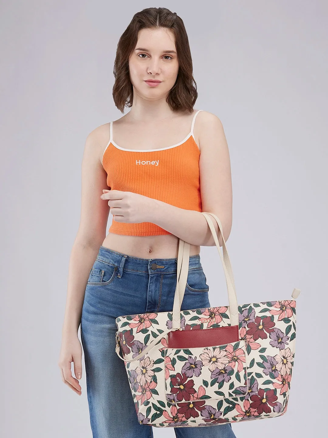 Caprese Vanessa Large Beige Tote Bag