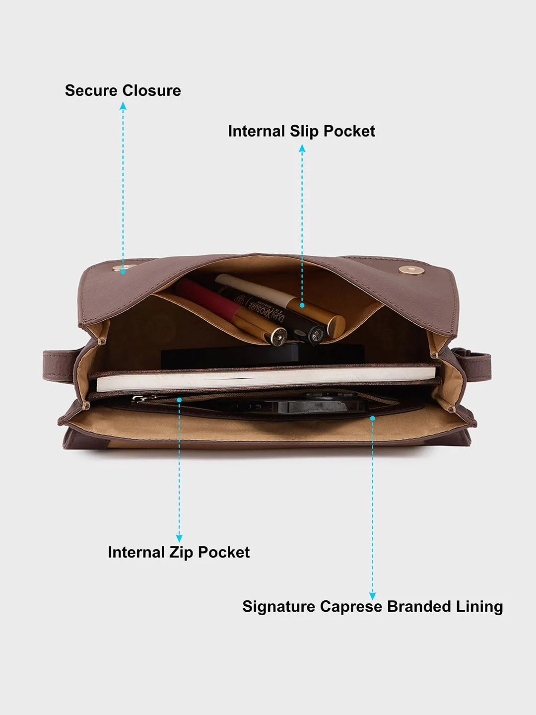 Caprese Vittoria Medium Brown Satchel Bag